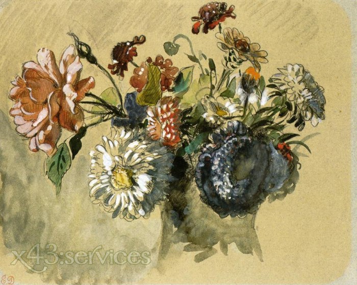 Eugene Delacroix - Blumenstrauss - Bouquet of Flowers 1 - zum Schließen ins Bild klicken